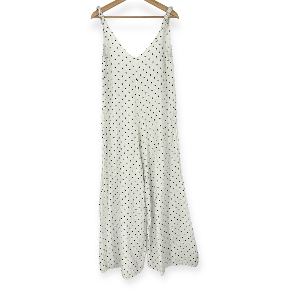 Polka Dot Wide-Leg Jumpsuit in Ivory/Black